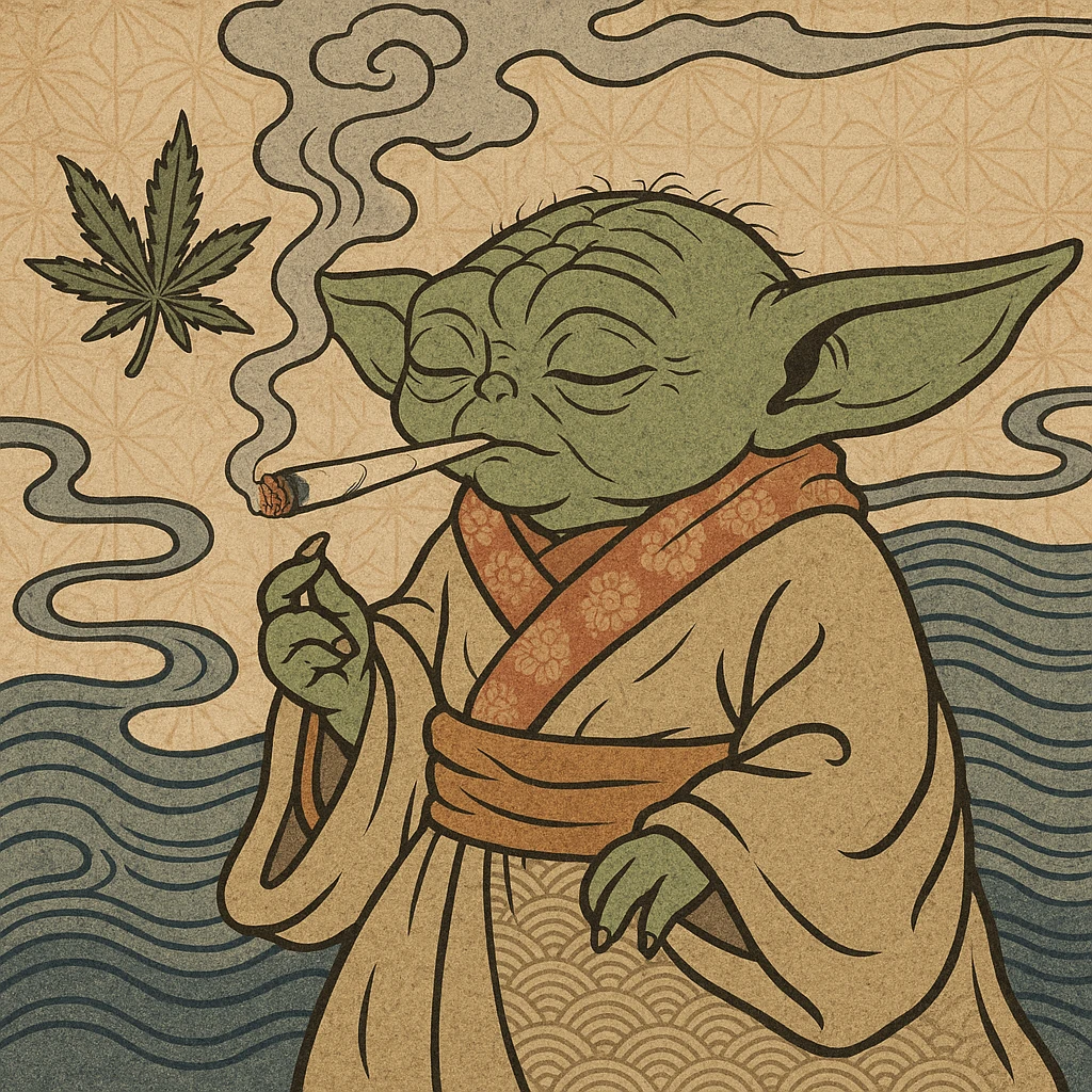baby yoda smoking cannabis emoji