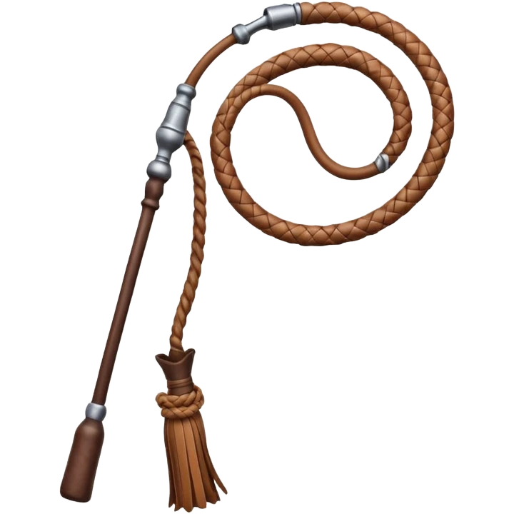 cowboy whip object icon, coiled leather whip, wooden handle, western style, 3D cartoon, mobile game icon style, centered, clean background, soft shadow, no text, no watermark
 emoji