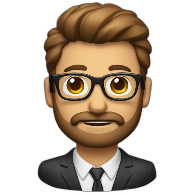Hombre moreno con gafas, barba y bozo emoji
