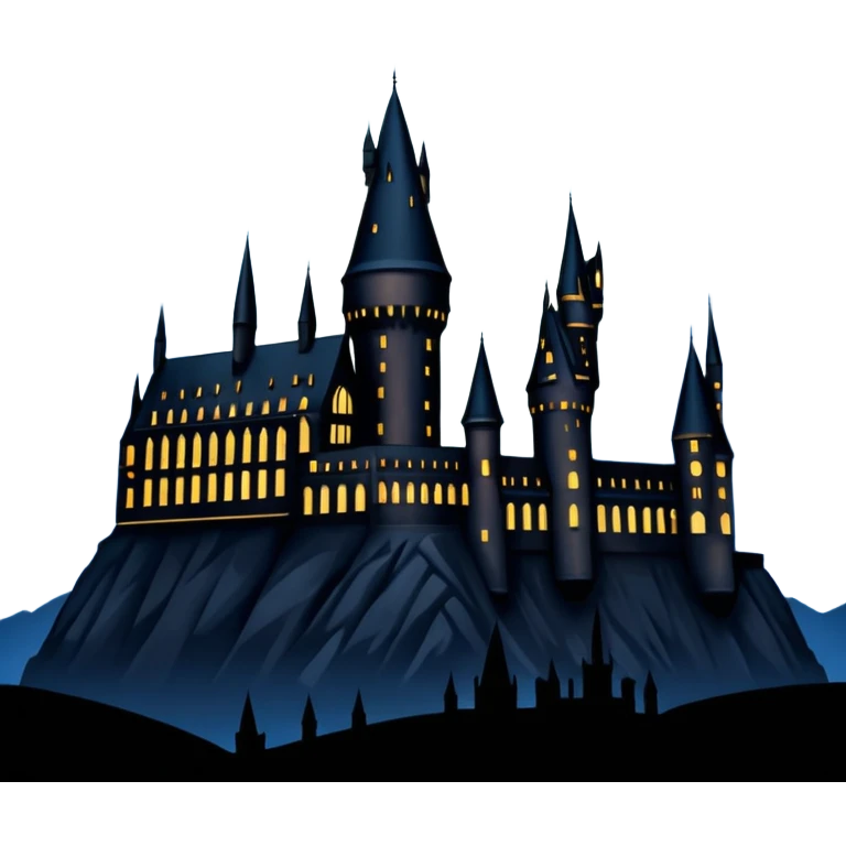 silhouette Hogwarts castle on a starry night emoji