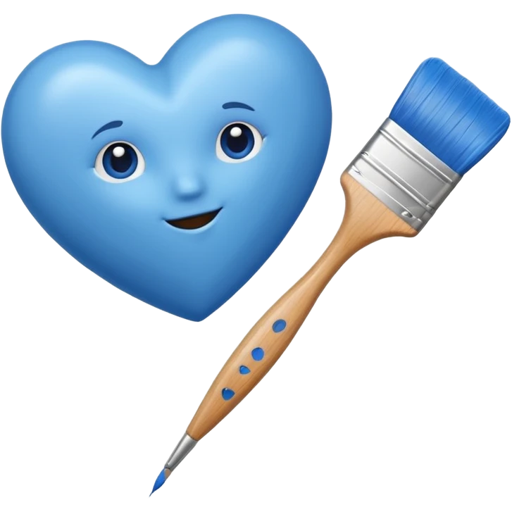 blue heart with a paintbrush emoji