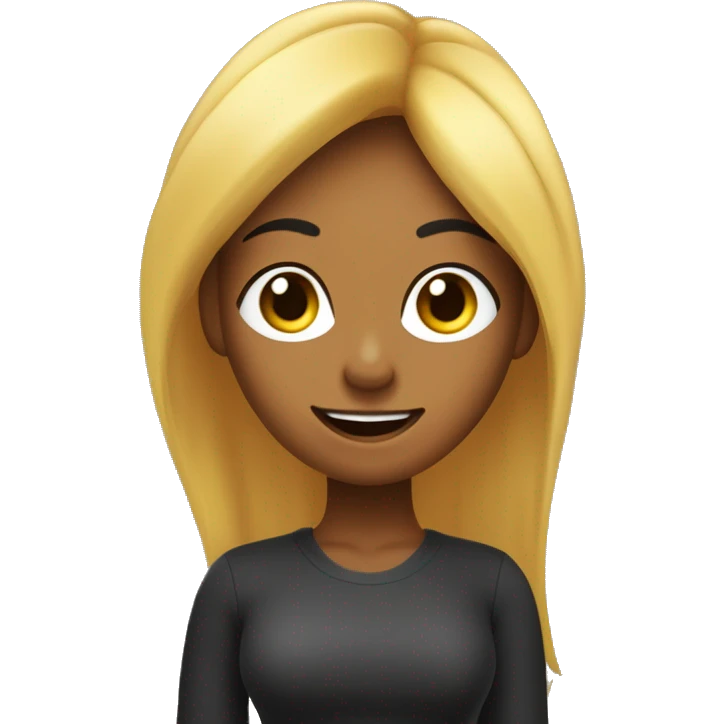 Chica de cabello negro liso y largo con un micrófono picando el ojo en movimiento  emoji