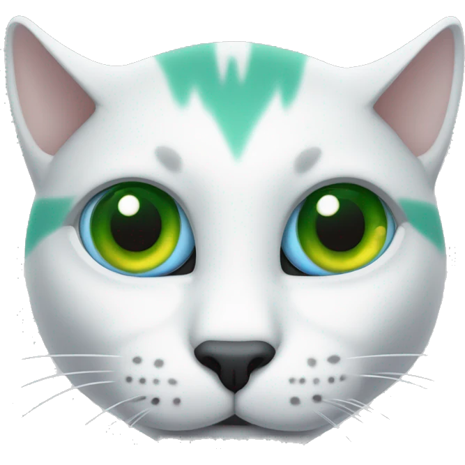 Gato  blanco con un ojo azul y otro verde emoji