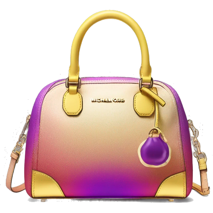 Realistic gold iridescent yellow pink purple ombre michael kors satchel purse. emoji