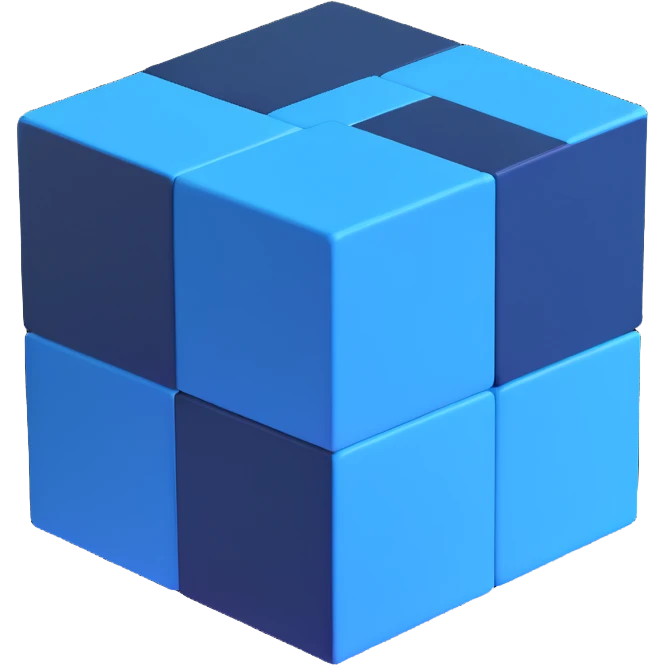 abstract blue and white 3D cube logo emoji