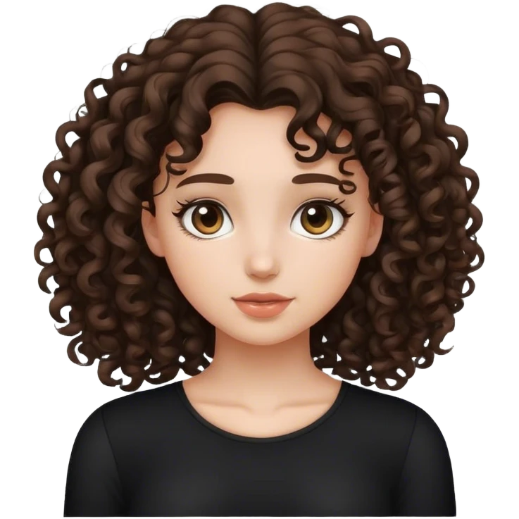 A curly brunette hair girl with a black top emoji