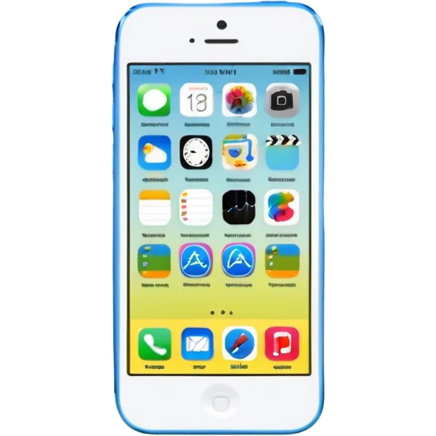 iPhone 5C on iOS 7, app icons, data and Wi-Fi emoji