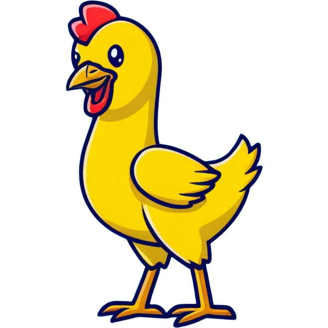 long neck yellow chicken shouting funny expression emoji