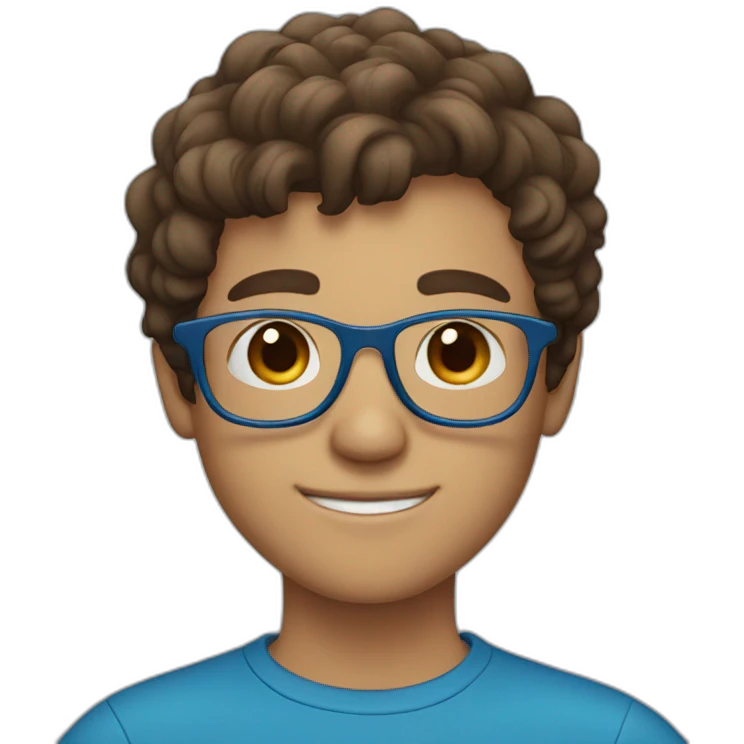 Brown haired boy with blue glasses emoji