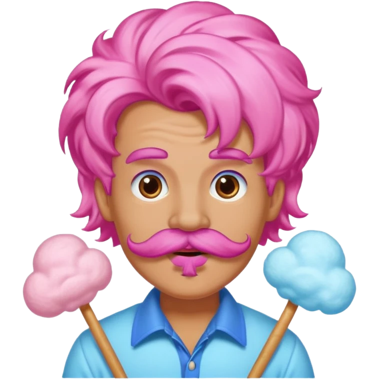 cloud person cotton candy sassy very big mustached emoji