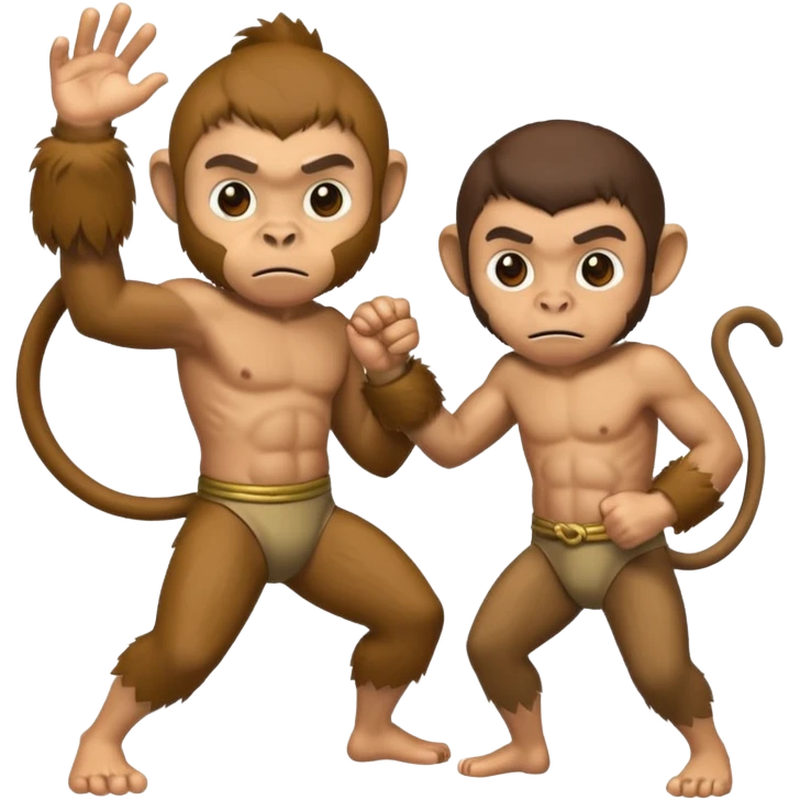 Man fighting a monkey in hand to hand combat  emoji