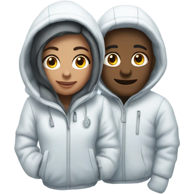 Couple in matching snow suits emoji
