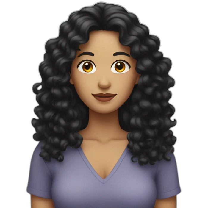 woman with long black curly hair emoji