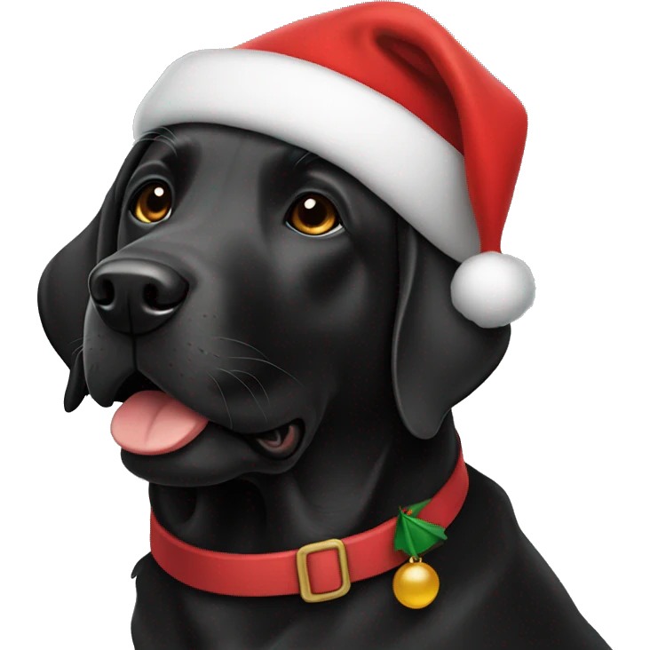 Black lab with Santa hat emoji