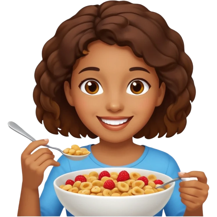 Brown girl eating cereal emoji emoji