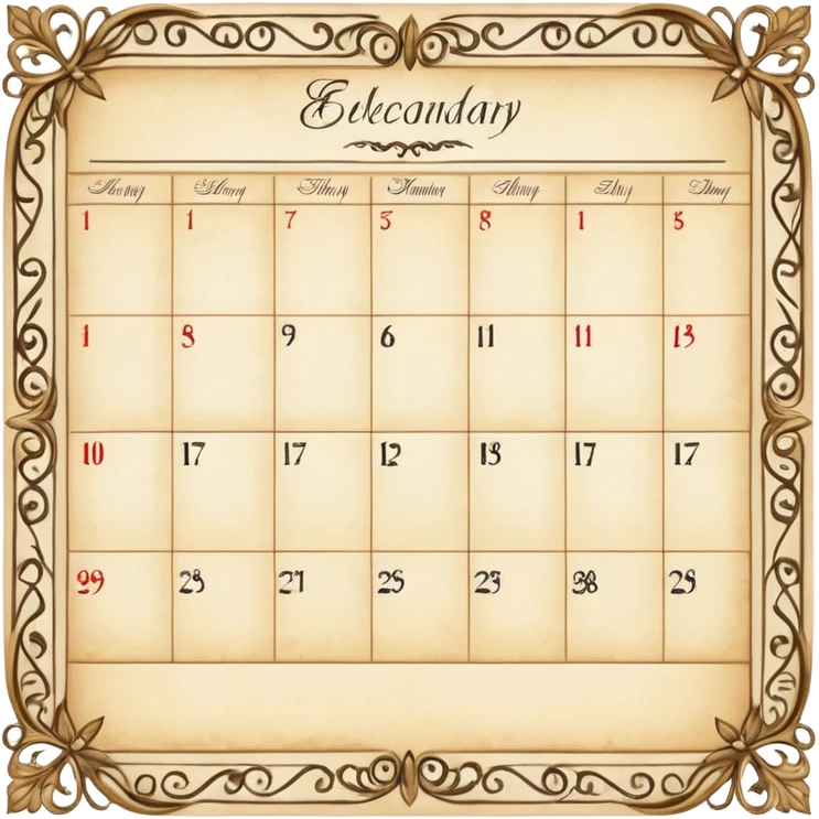 edwardian monthly calendar page emoji