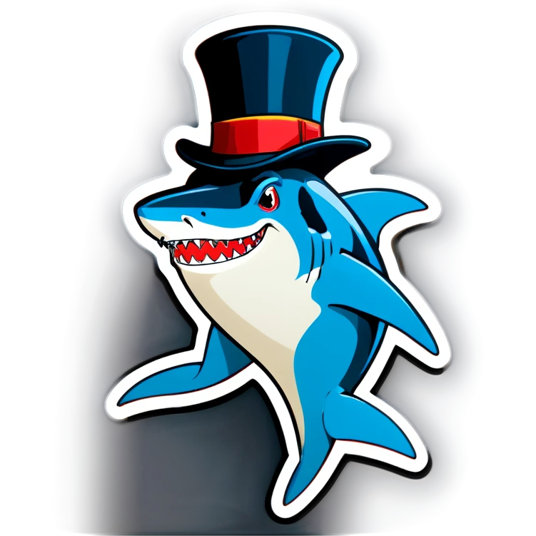 Shark with a top hat emoji