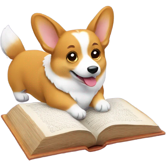 Corgi reading a book emoji