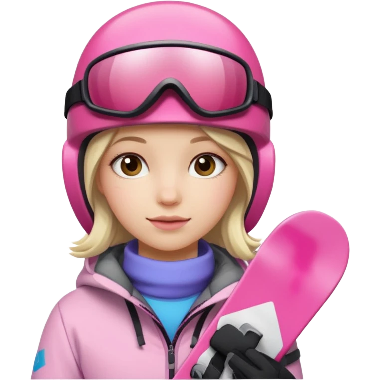 A snowboarder girl in a pink kosume emoji