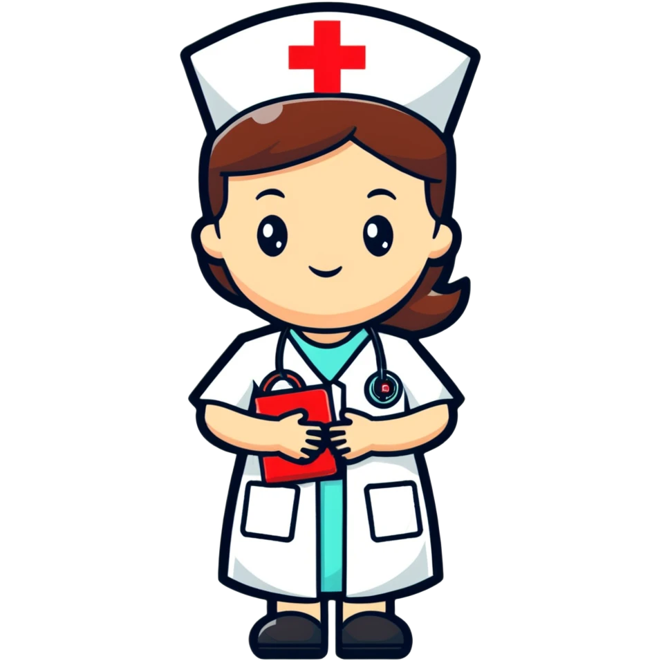 caring nurse with medical cross symbol emoji