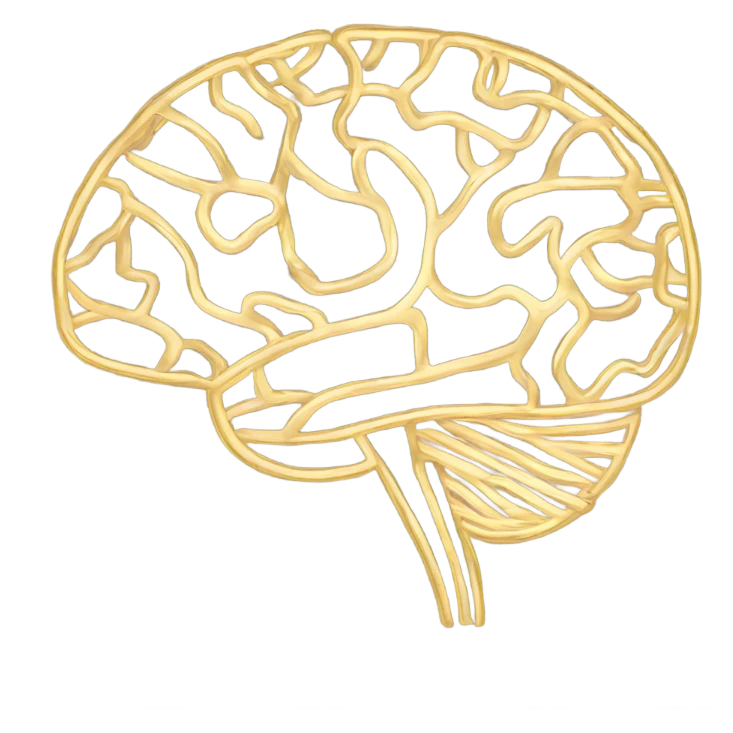 Brain with thin lines gold color make it girly  emoji