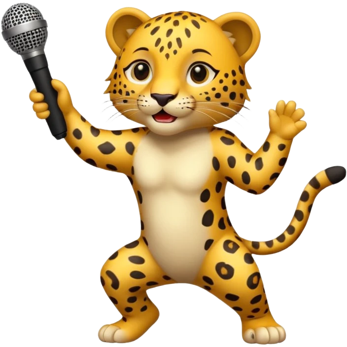 leopard der tanzt mit mikro emoji