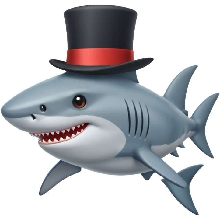 Shark with a top hat emoji