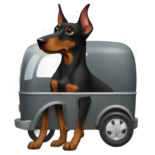 doberman en un transportin emoji
