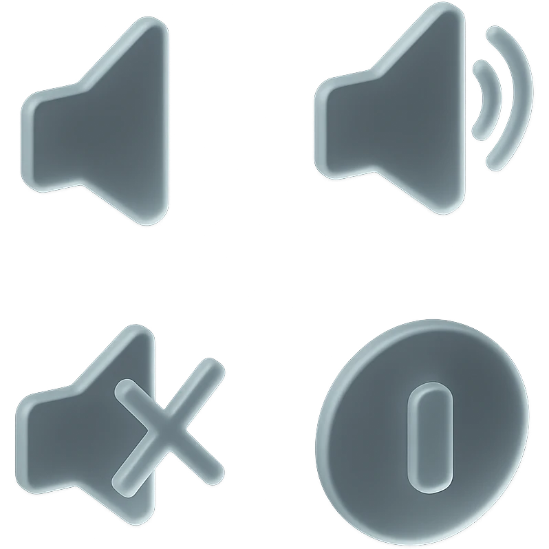 sound icon with a glossy, translucent glass effect, Apple-style icon emoji