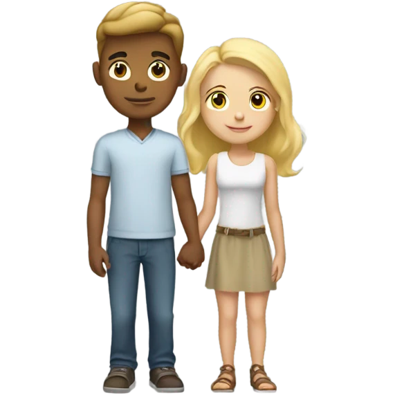 A popular hot blonde holding  hands a handsome hot teenage tall boy  emoji
