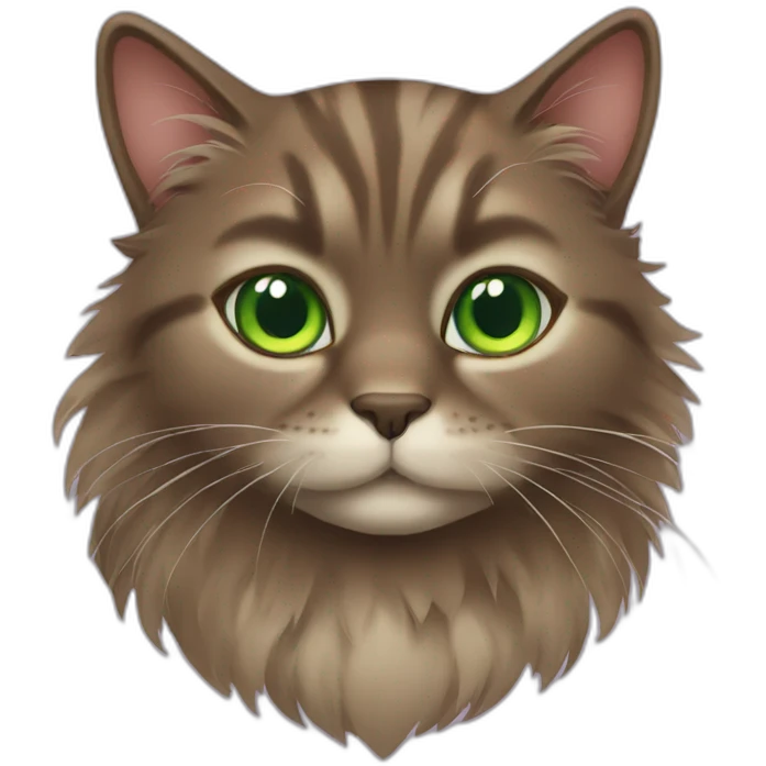 brown green eyes fluffy cat emoji