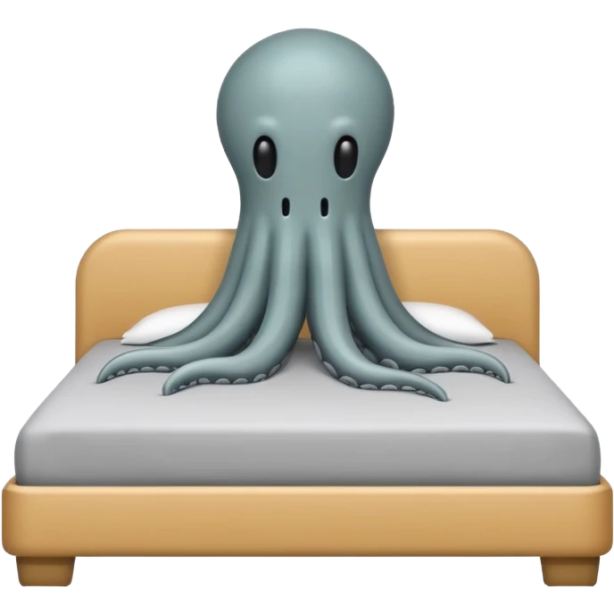 Minimalist emoji-style sticker of a bed with a covered figure and something strange peeking out from underneath. Grayscale only, simple icon.

 emoji