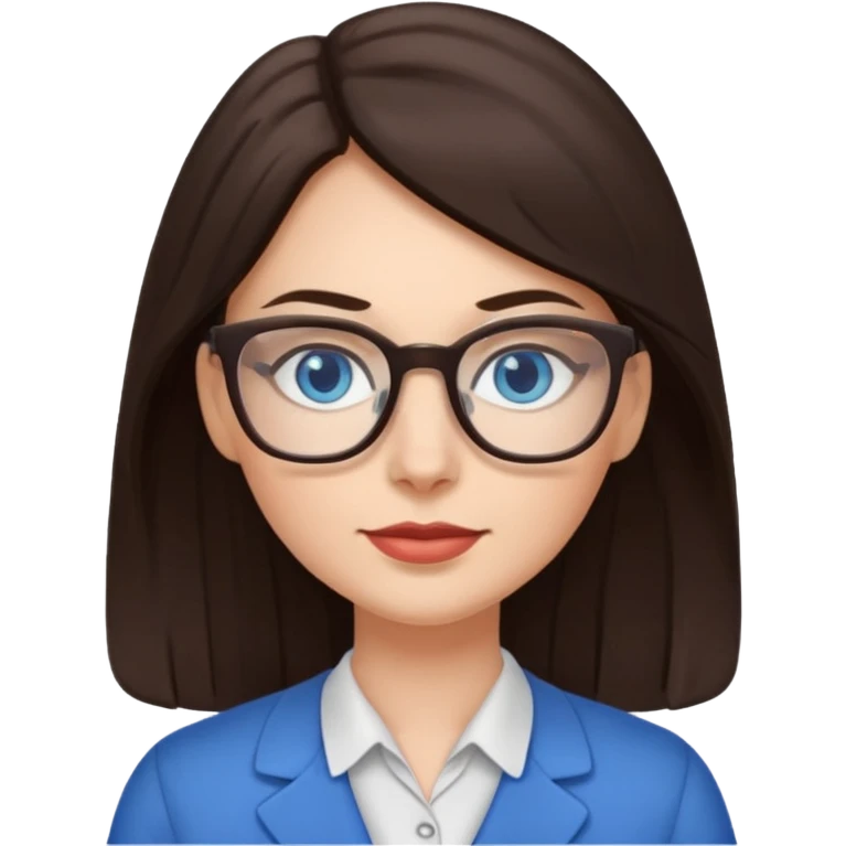long dark brown hair blue eyes glasses teacher female emoji