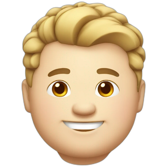 Happy Chubby guy with Chinese hair bun emoji