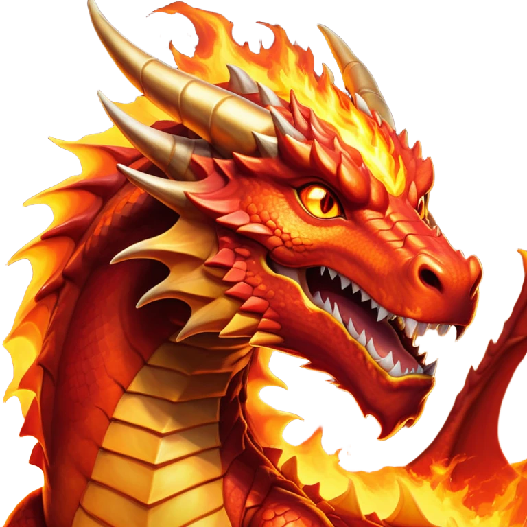 cinematic-noble-fierce-fire-dragon-portrait-emoji,-poised-and-imposing,-with-a-muscular,-scaled-body-ablaze-in-fiery-hues-of-crimson,-molten-orange,-and-molten-gold,-and-intense,-burning-eyes-that-mirror-the-heart-of-a-volcano;-rendered in detail emoji