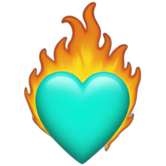 Turquoise heart on fire emoji