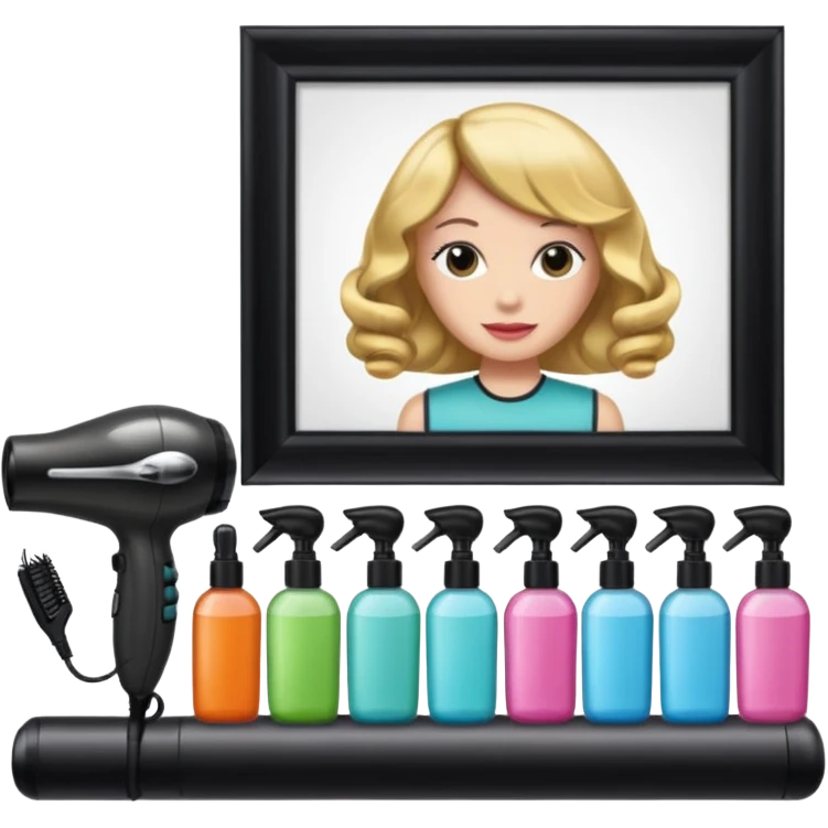 secador de pelo, ruleros, shampoo, peluqueria emoji