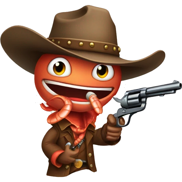 cowboy shrimp holding a revolver emoji