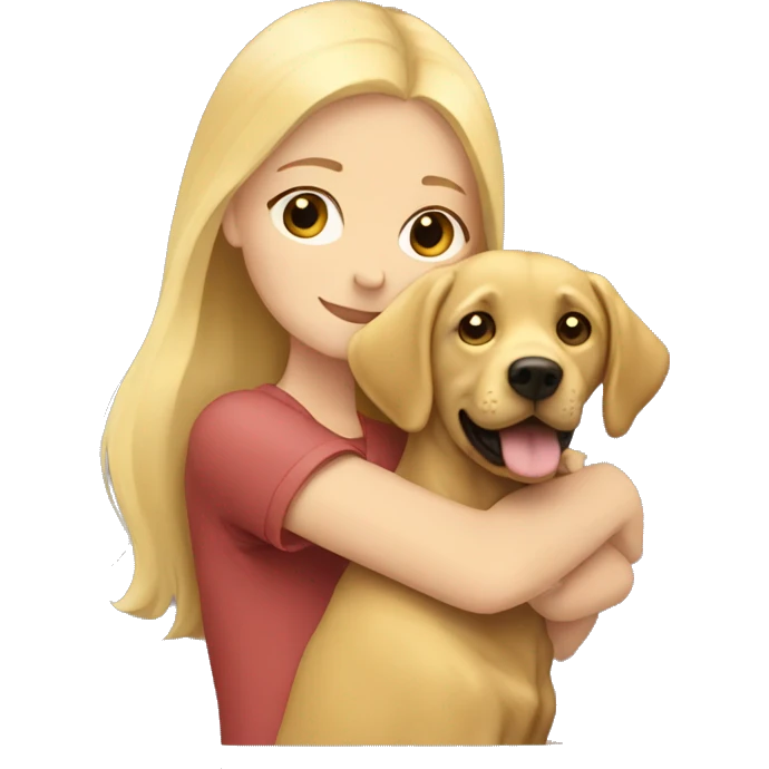 blonde girl hugging golden Labrador  emoji