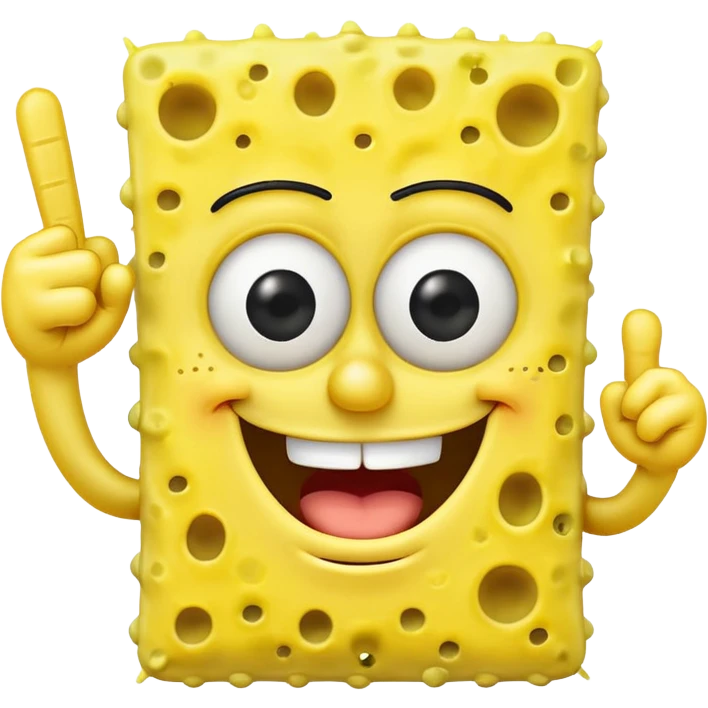SpongeBob laughing with middle finger emoji