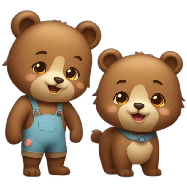cute female bear & cute male bear emoji