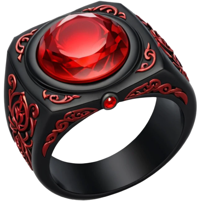 iOS sticker, dark fantasy ring, black metal, red inner glow, minimal emoji