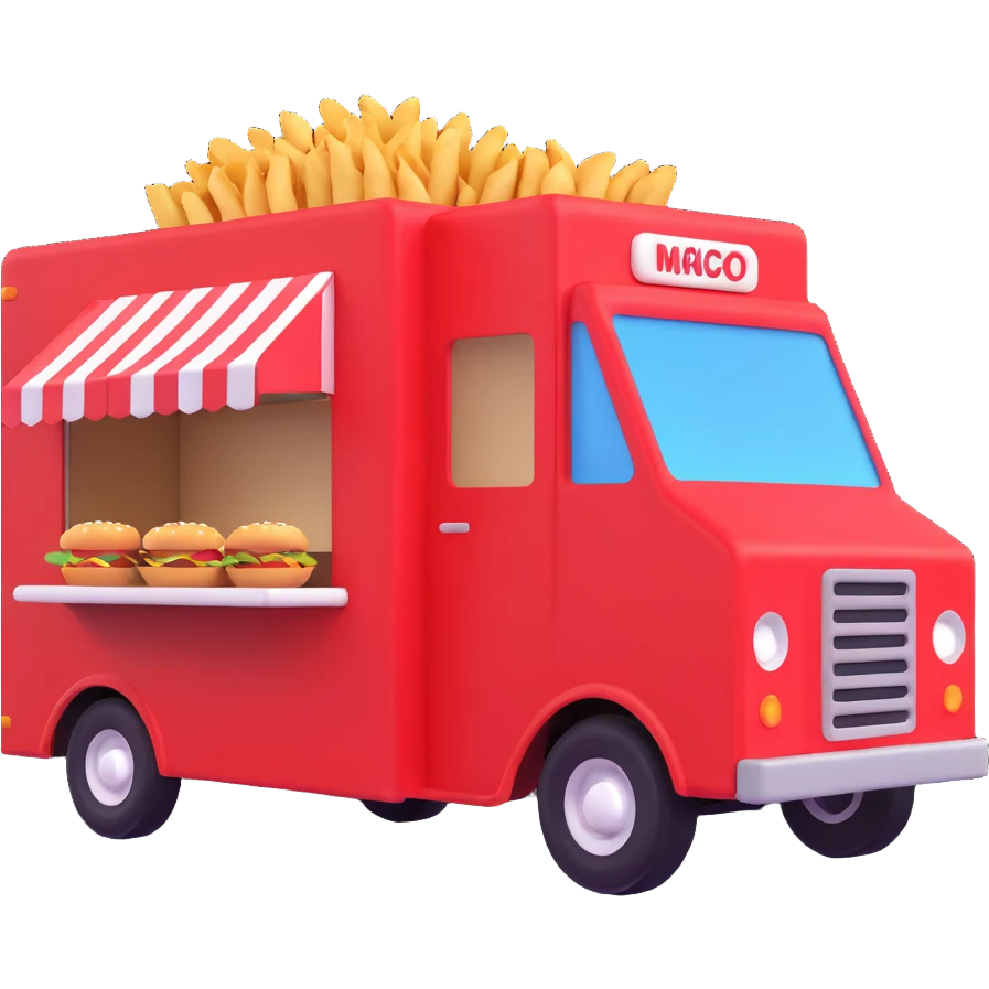 generate me a 3D red truck shaorma food truck  emoji