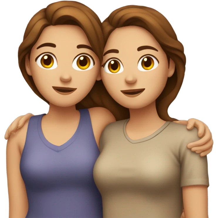 Lesbian cuddles brown hair  emoji