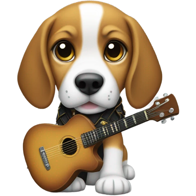 Beagle puppy with a warlock guitar emoji