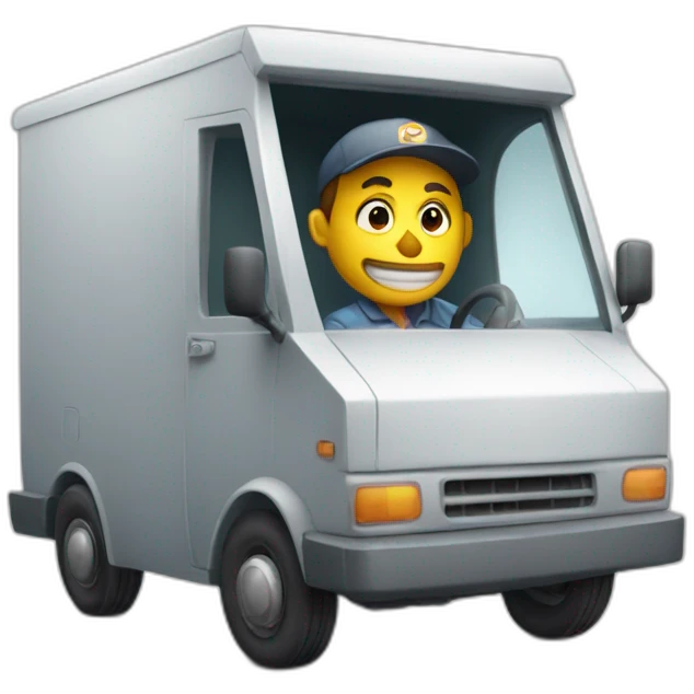 Creepy Mail Man driving a Van emoji