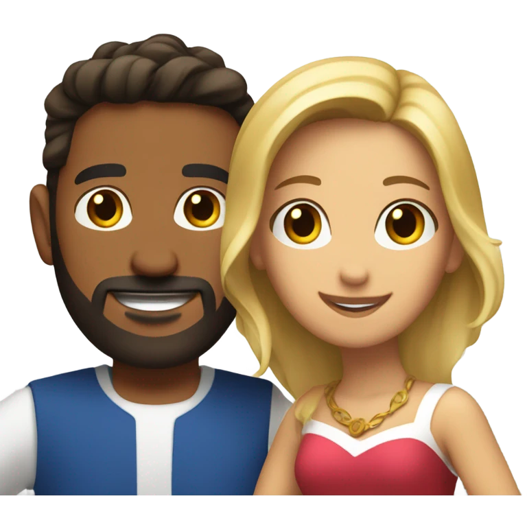 Puerto rican beard brown short hair man  with long blonde hair girl dancing emoji