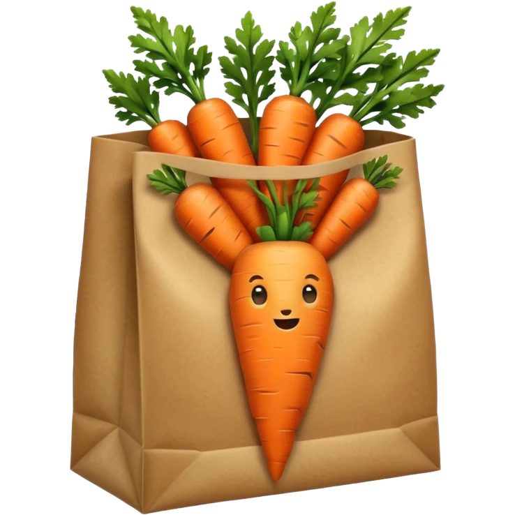 buy paper bag with carrot. Transparent background emoji