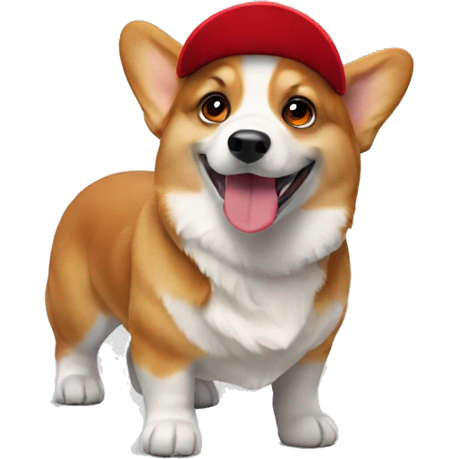 a corgi dog using red cap emoji