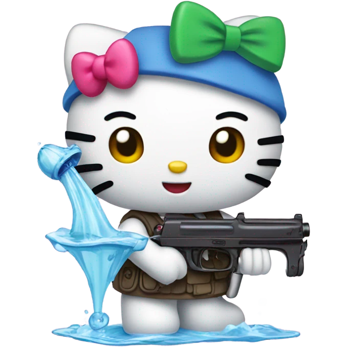 Hello kitty with a water gun emoji